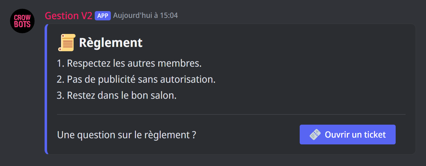 Une réponse faite avec les composants avancés