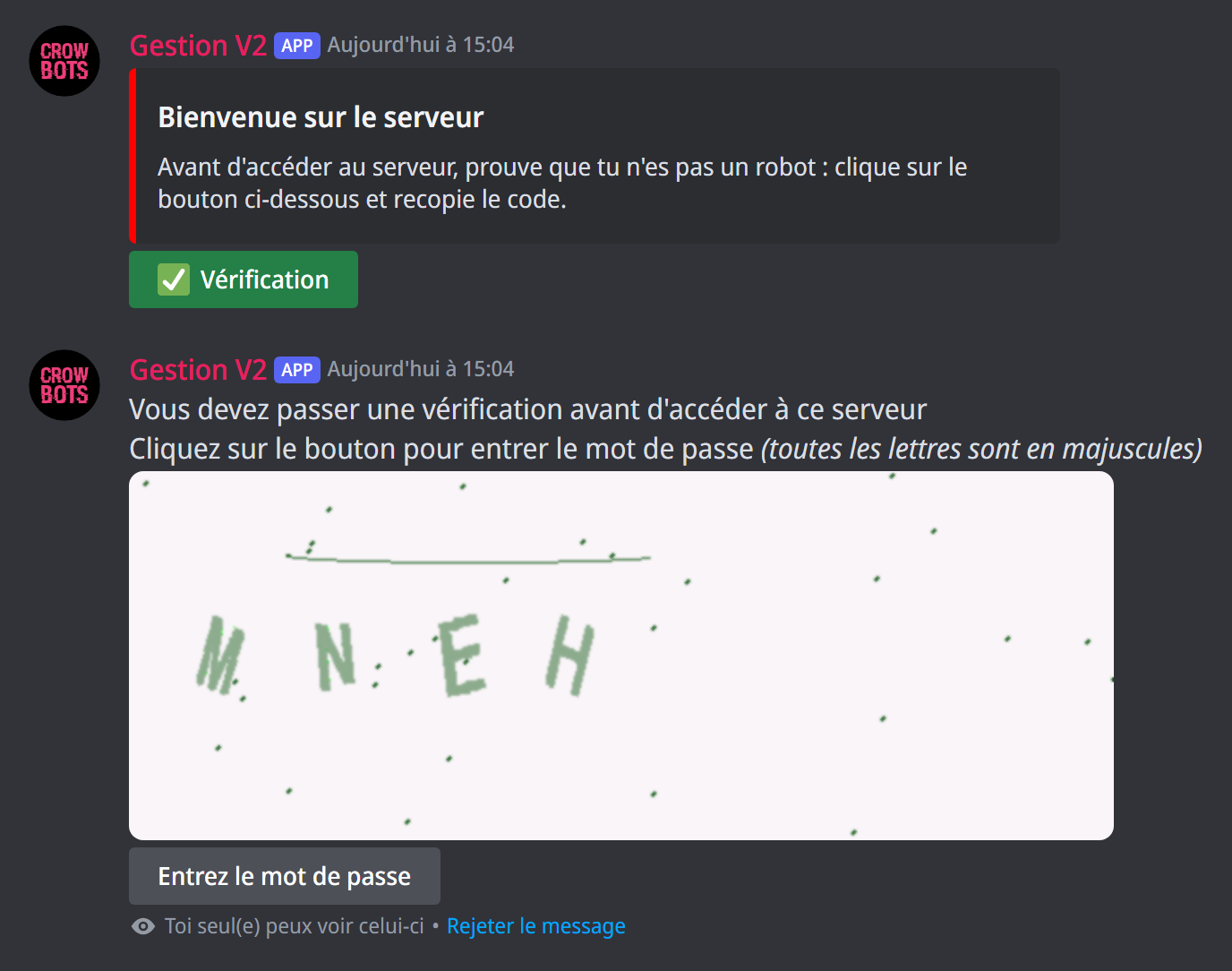 Une vérification par captcha