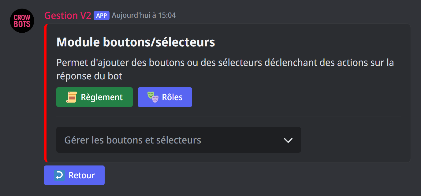Le module Boutons/sélecteurs
