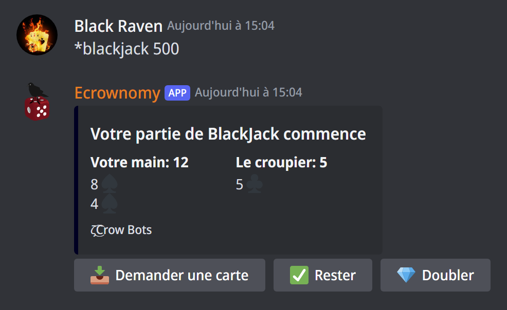 Une partie de blackjack