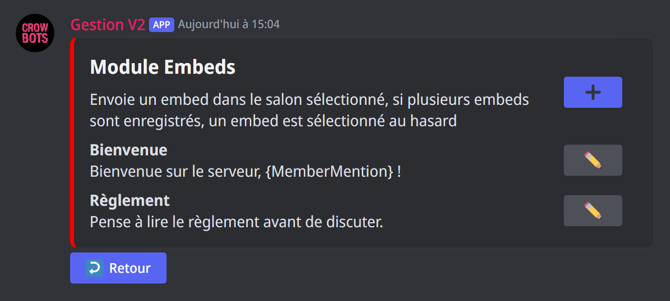 Le module Embeds