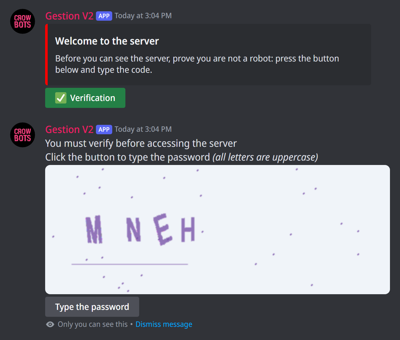 A captcha verification