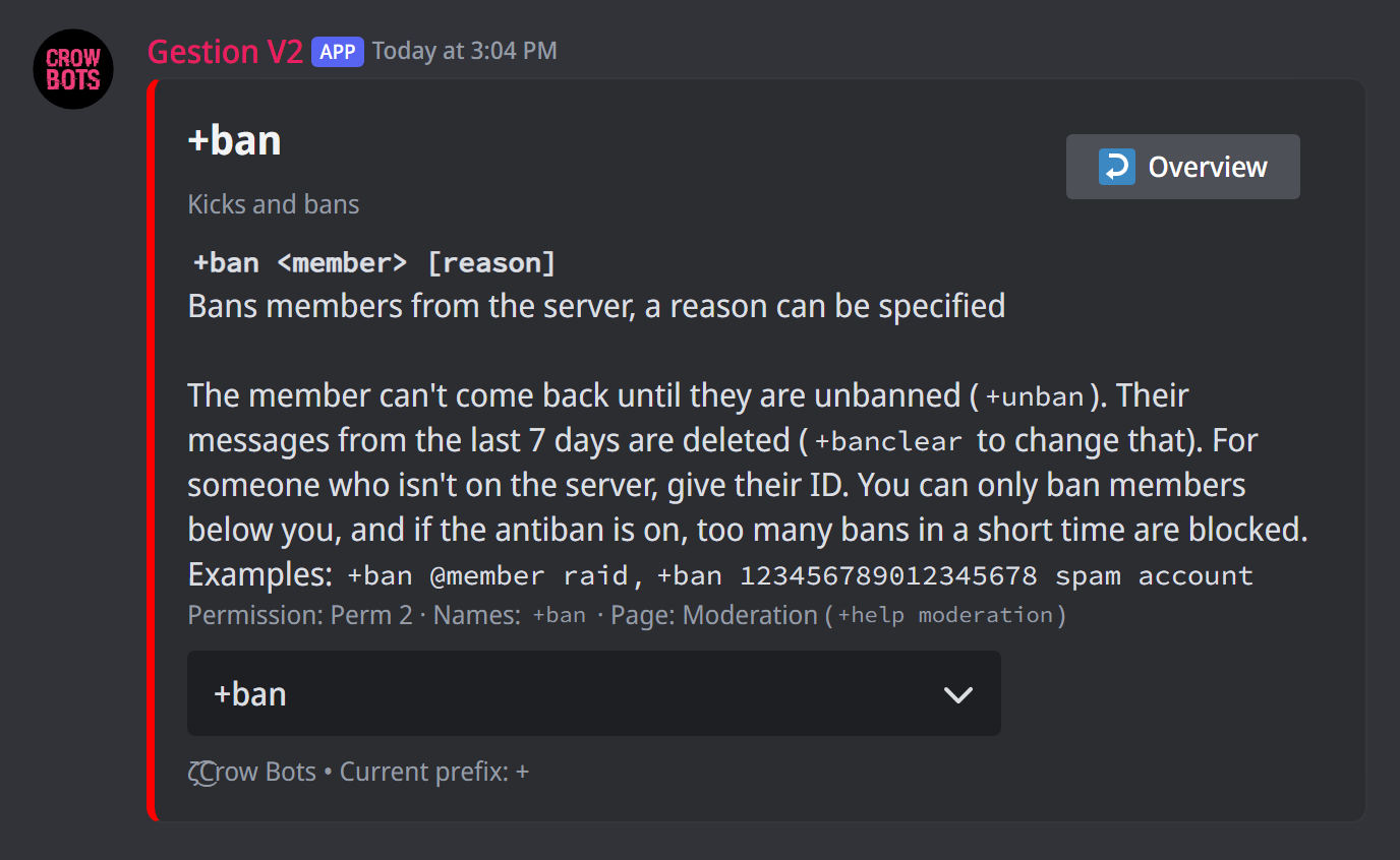A command's help page