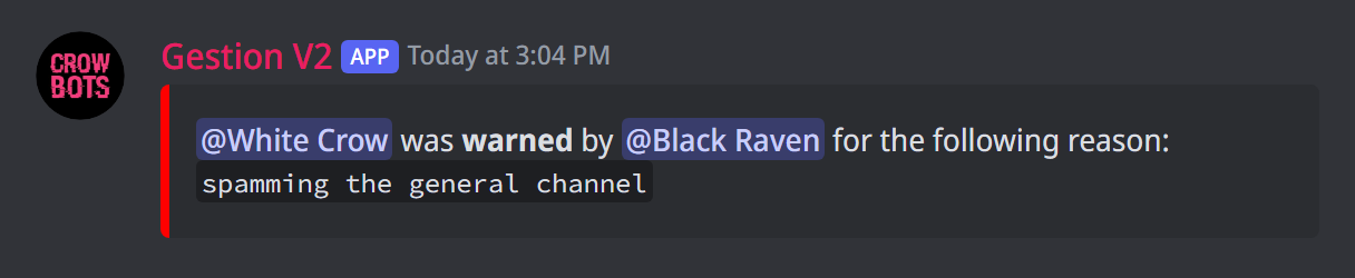 A sanction recorded in the moderation log