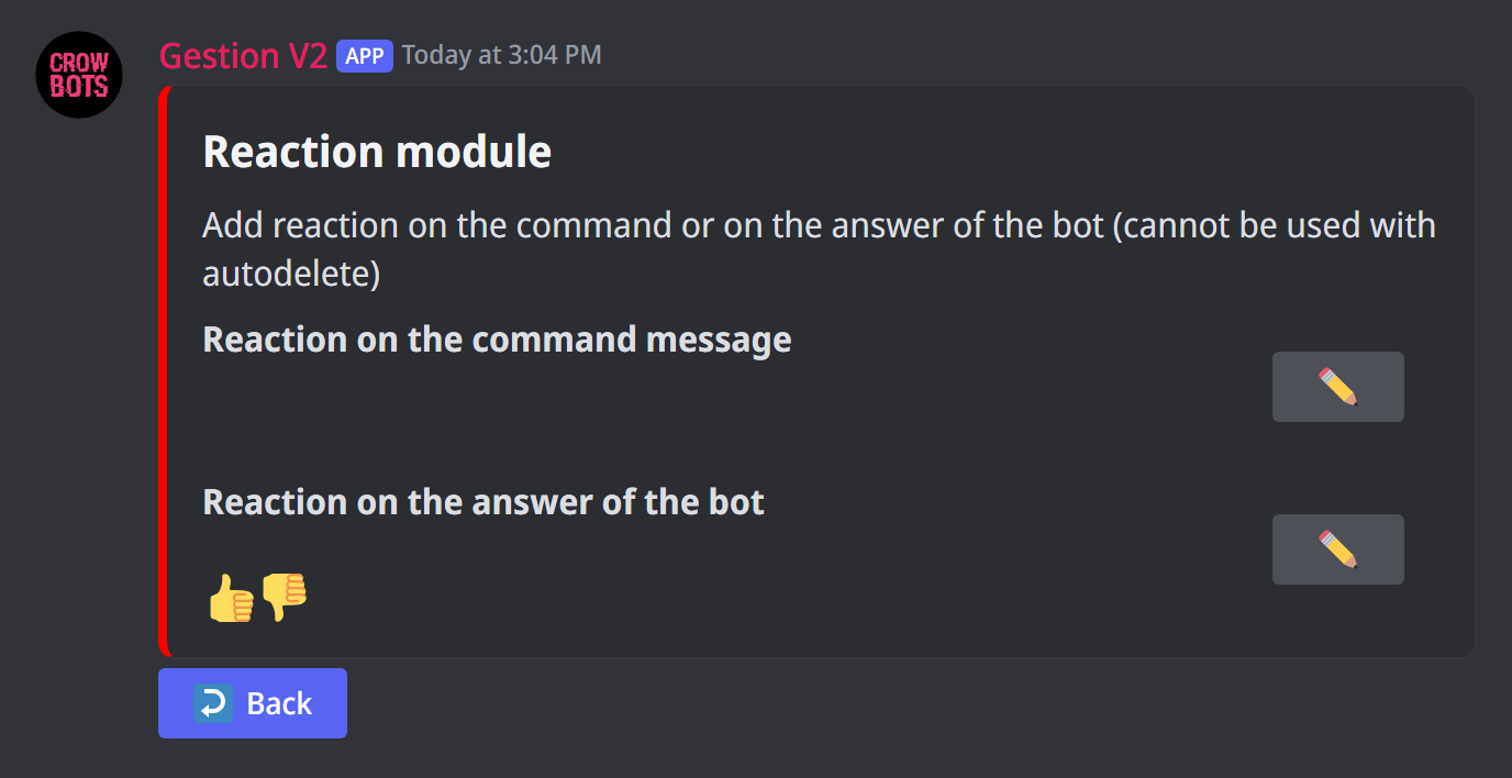 The Reactions module