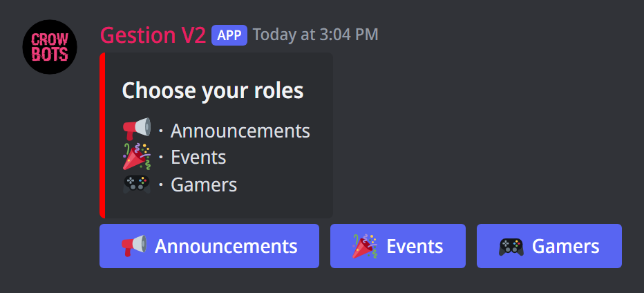 The posted role menu