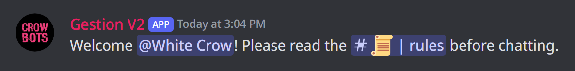 A welcome message