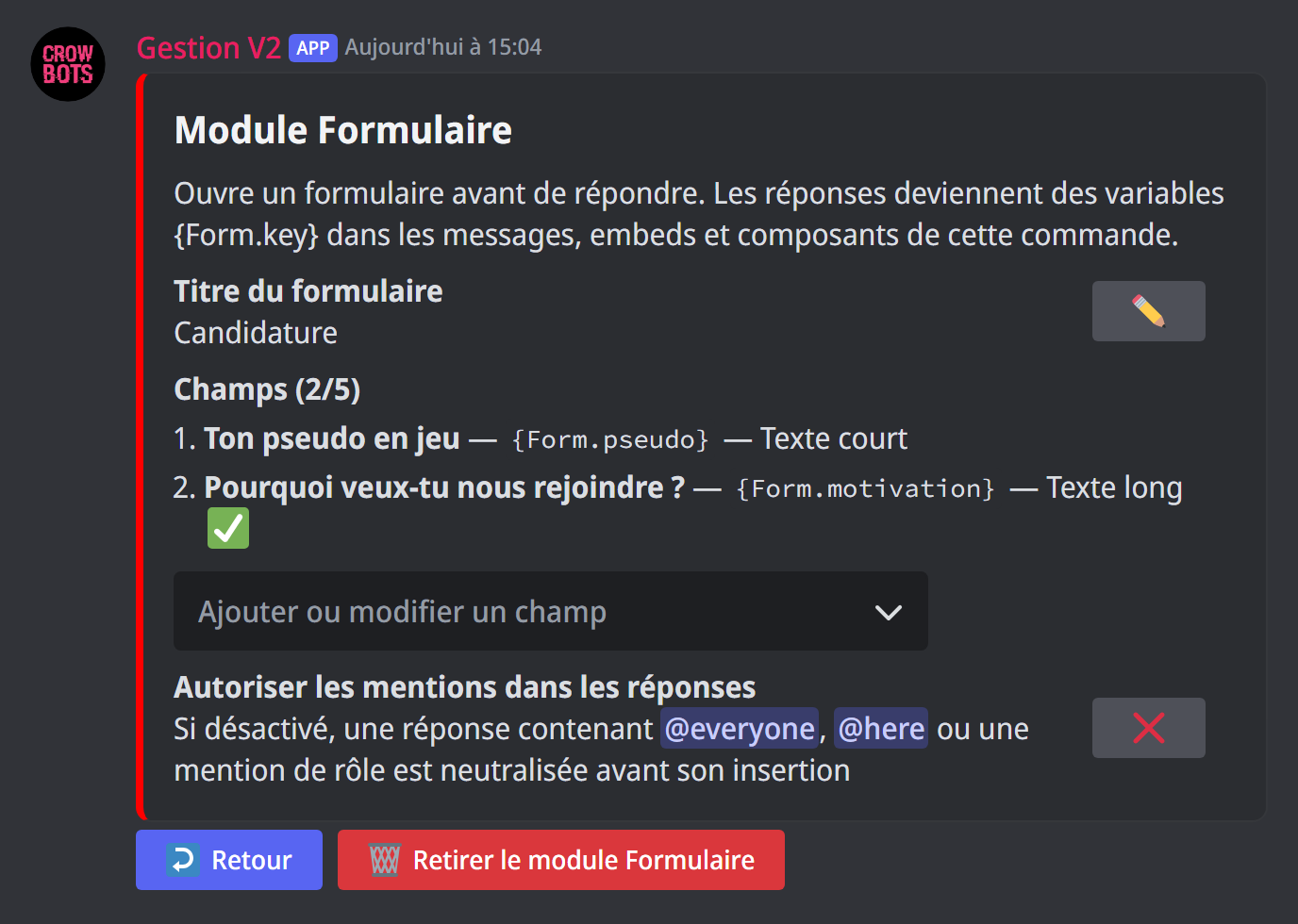 Le module Formulaire