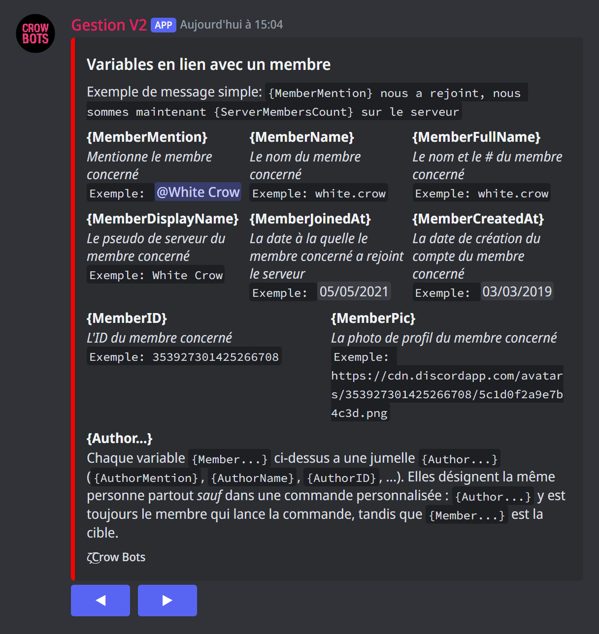 Les variables, avec +help msg
