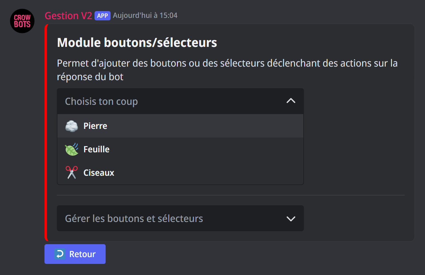 Le sélecteur du jeu