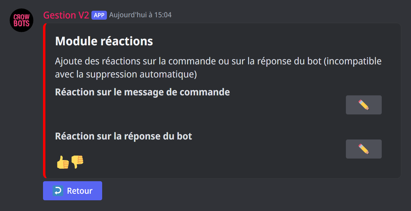 Le module Réactions