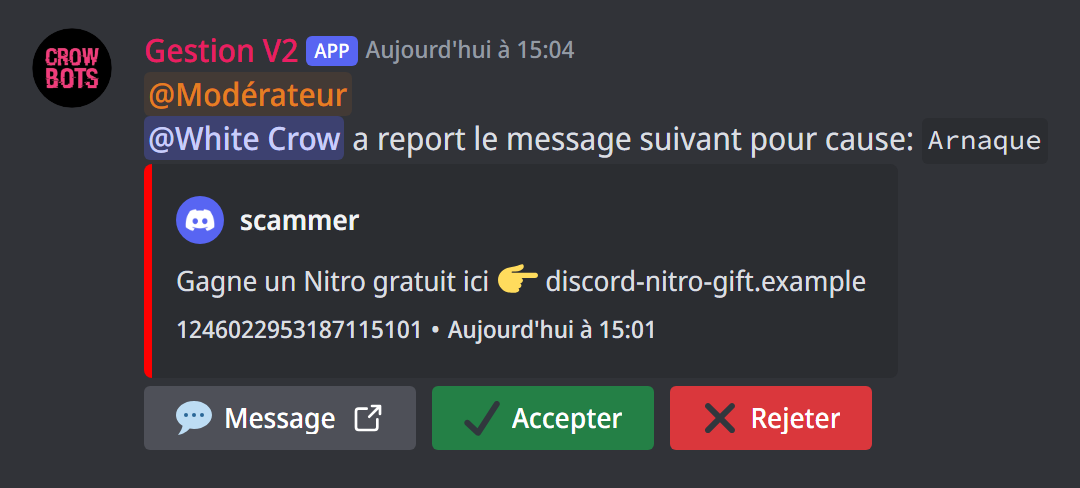 Un report reçu par le staff