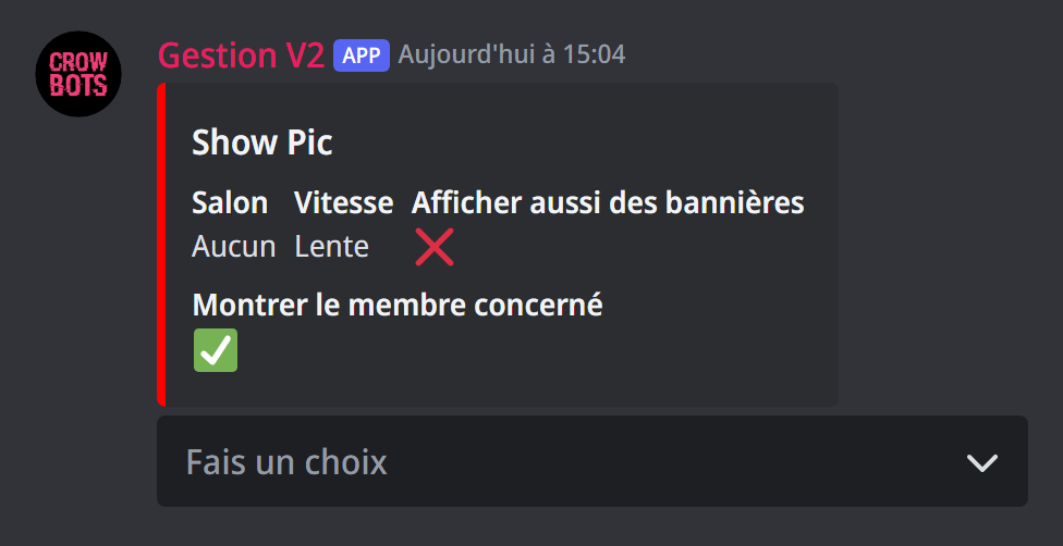 Le panneau des photos de profil aléatoires