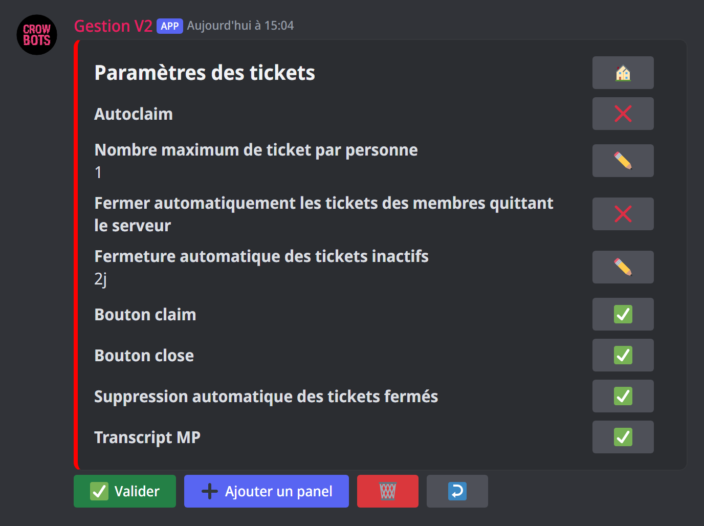 Les réglages avancés des tickets