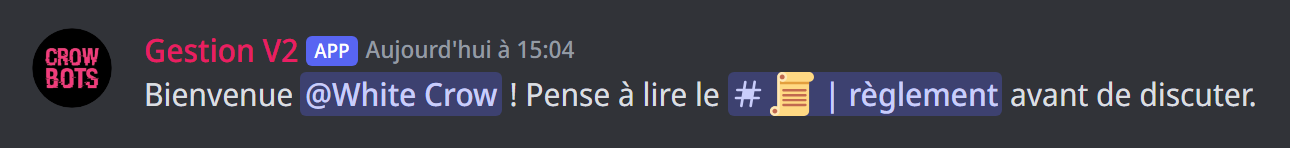 Un message de bienvenue